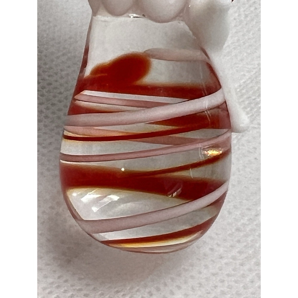 Art Glass Santa Christmas Ornament Red White Swirl Hand Blown Holiday Kitsch Vtg - Picture 8 of 9